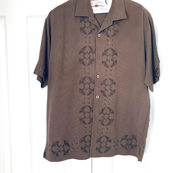 TOMMY BAHAMA  Mens Lavishly Embroidered Tropical Silk Hawaiian Camp Shirt  Sz XL - Picture 5 of 9